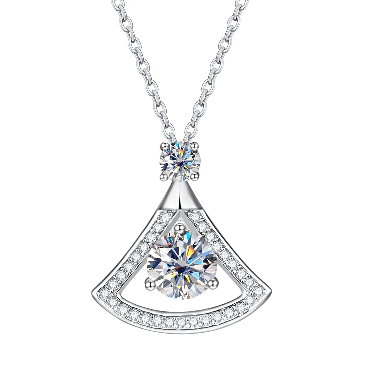 1.0CTTW D Color Moissanite Pendant Necklace 925 Sterling Silver 40 2 3cm Necklace