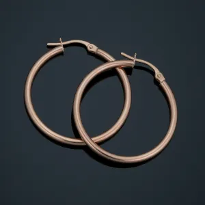 10k Rose Gold Polished Hoop Earrings (2x25 mm)