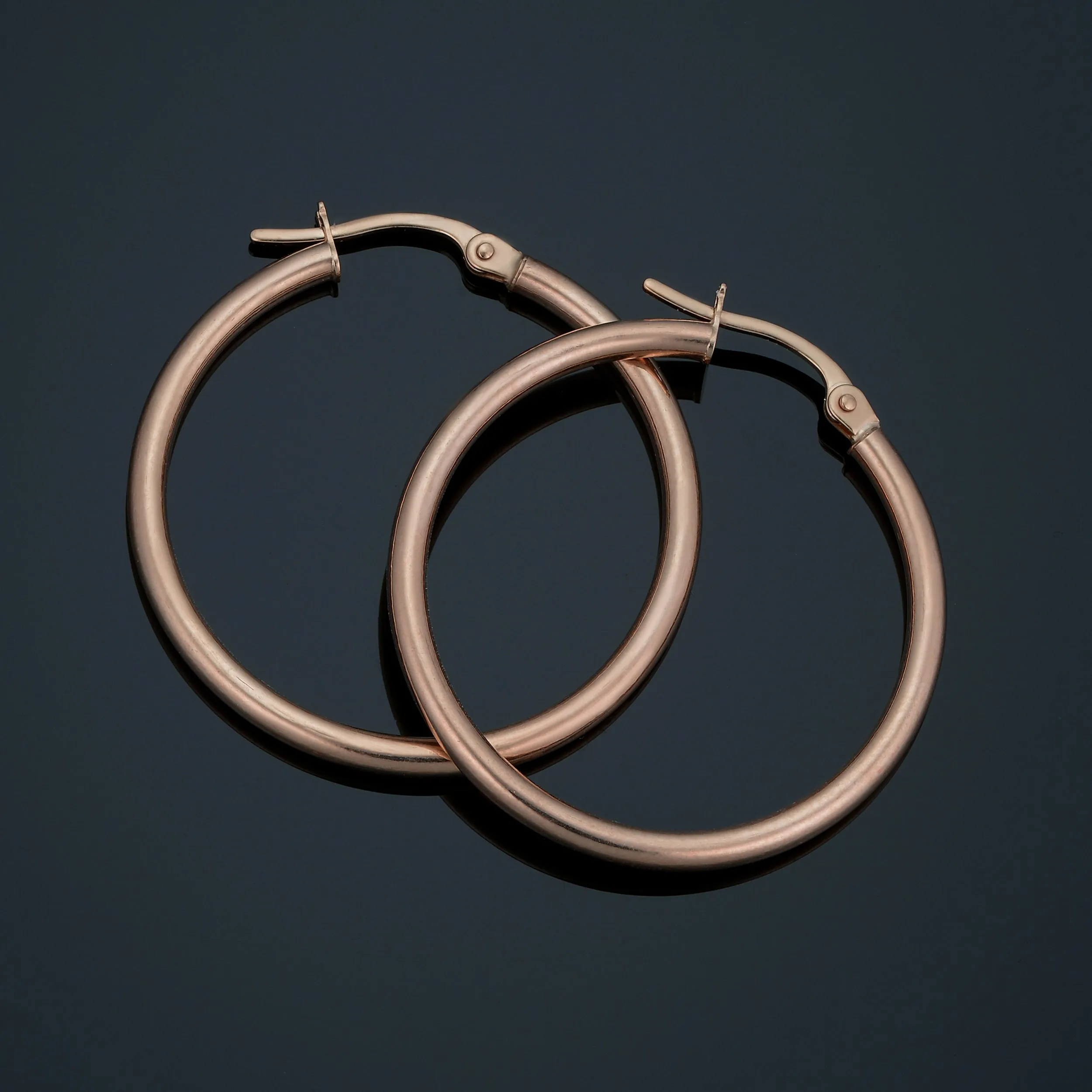 10k Rose Gold Polished Hoop Earrings (2x25 mm)