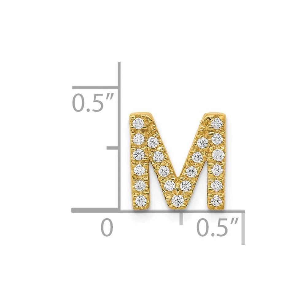 14k Diamond Initial M Charm