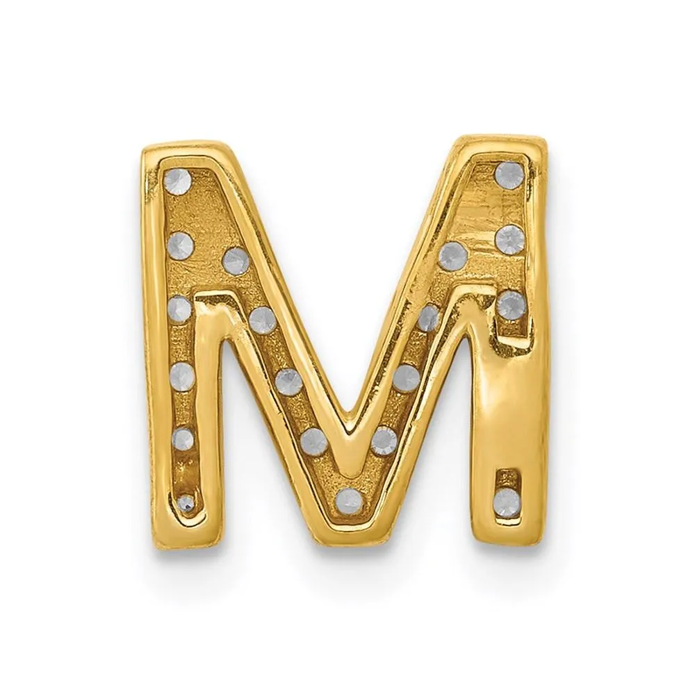 14k Diamond Initial M Charm