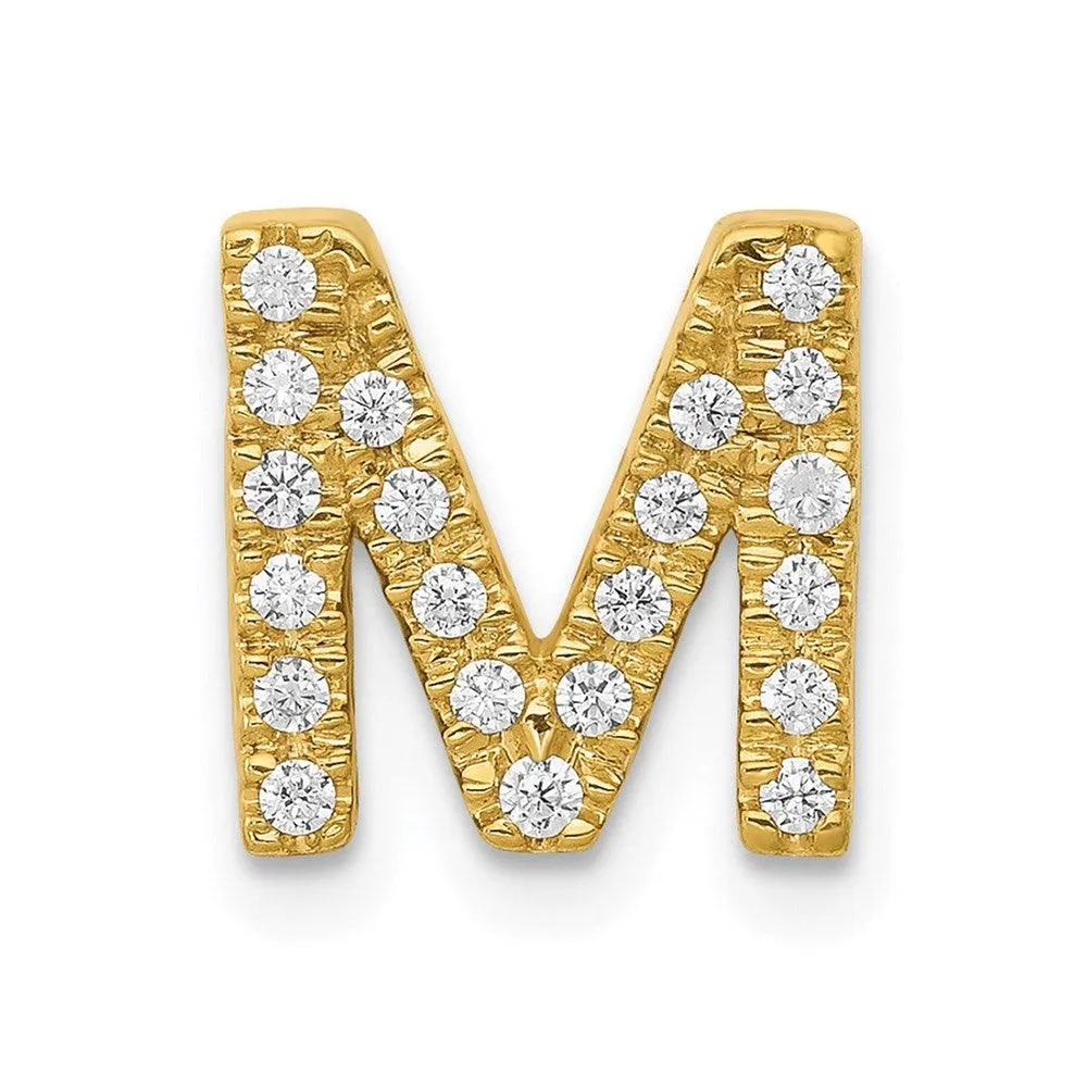 14k Diamond Initial M Charm