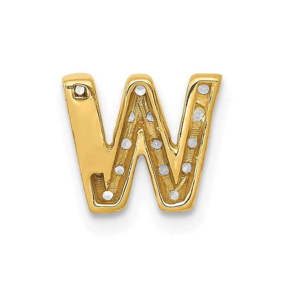 14k Diamond Initial W Charm