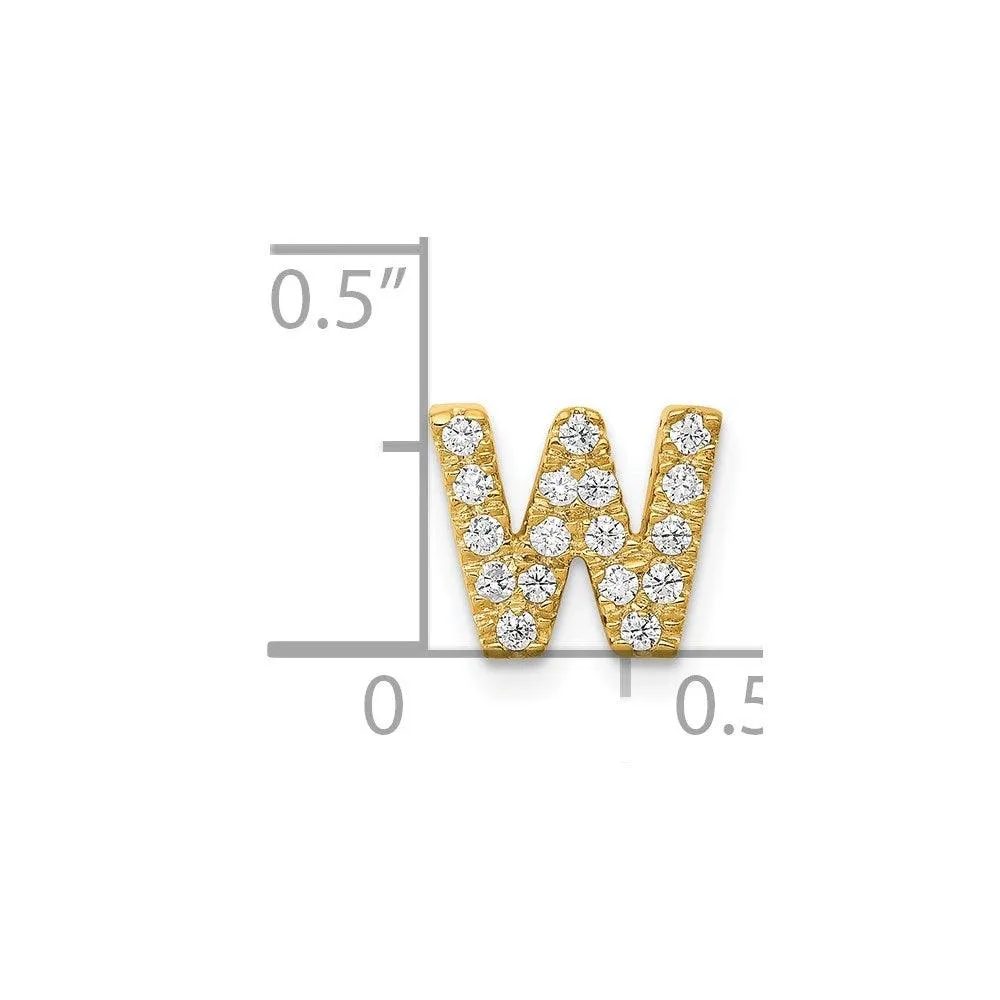 14k Diamond Initial W Charm
