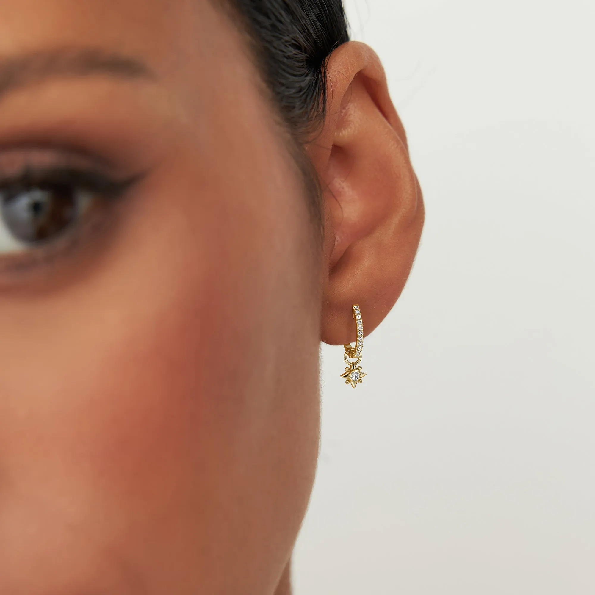14k Diamond Starburst Hoop Charm