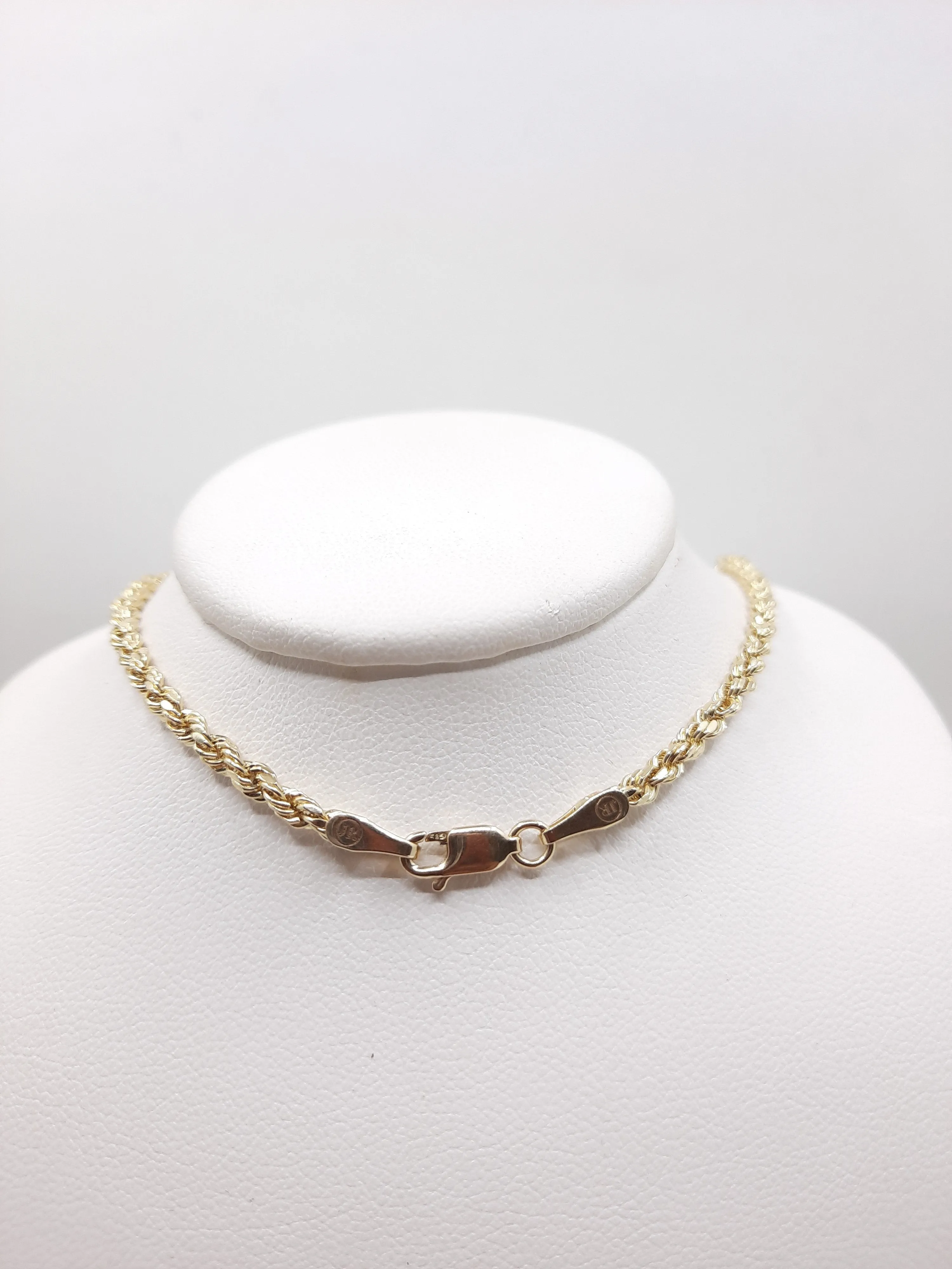 14k Gold Women’s Rope Chain Necklace - 4MM Thickness, All Lengths Available