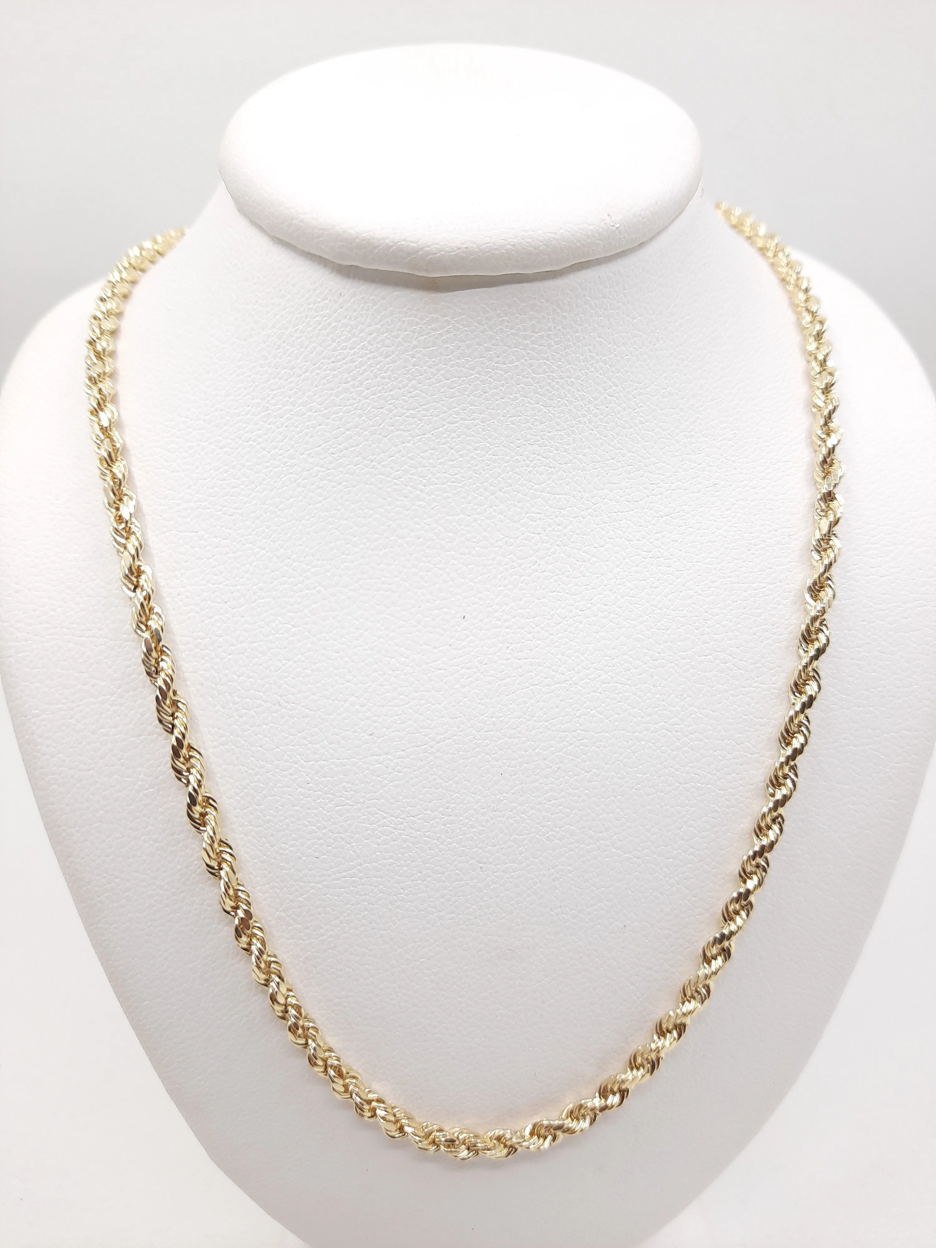 14k Gold Women’s Rope Chain Necklace - 4MM Thickness, All Lengths Available