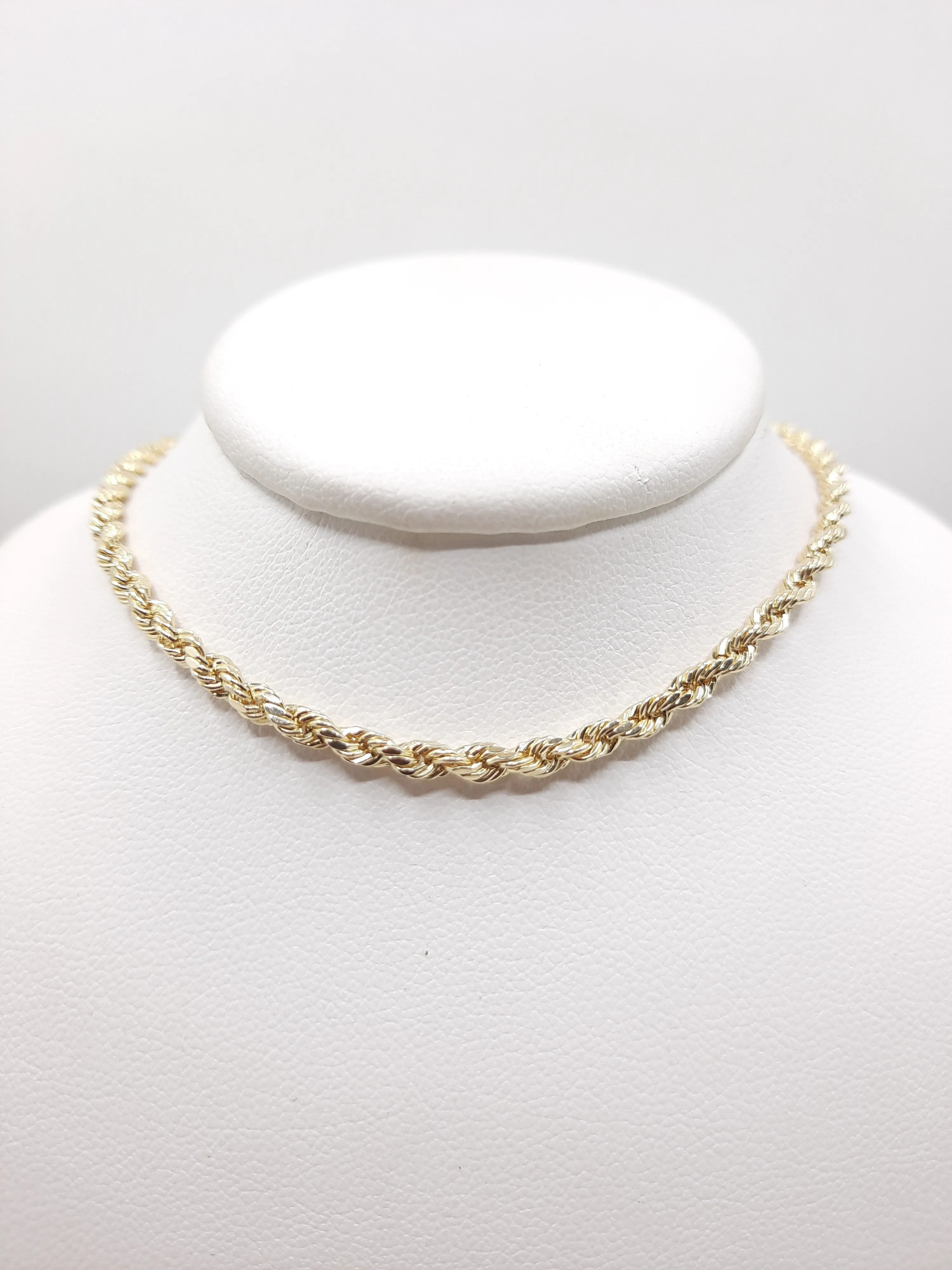 14k Gold Women’s Rope Chain Necklace - 4MM Thickness, All Lengths Available