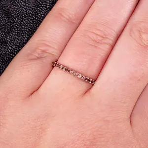 14K ROSE GOLD NATURAL ANDALUSITE STACKING RING ETERNITY PEACH GEM WEDDING BAND