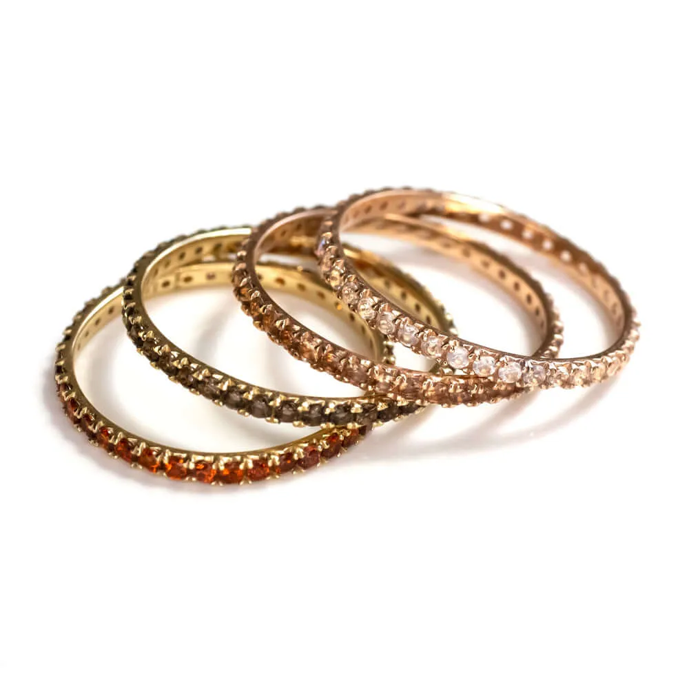 14K ROSE GOLD NATURAL ANDALUSITE STACKING RING ETERNITY PEACH GEM WEDDING BAND
