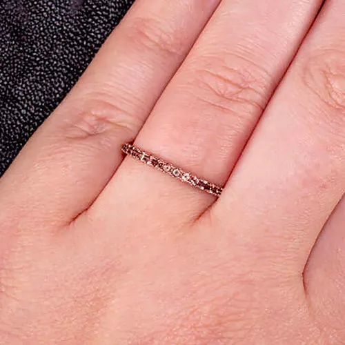 14K ROSE GOLD NATURAL ANDALUSITE STACKING RING ETERNITY PEACH GEM WEDDING BAND