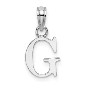 14K White Gold Block Design Small Letter G Initial Charm Pendant