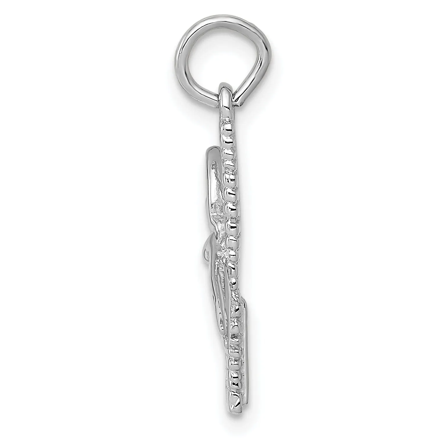 14k White Gold Comb and Scissors Charm Pendant