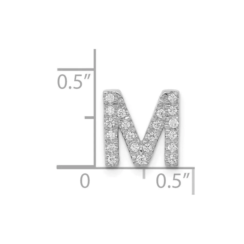 14k White Gold Diamond Initial M Charm