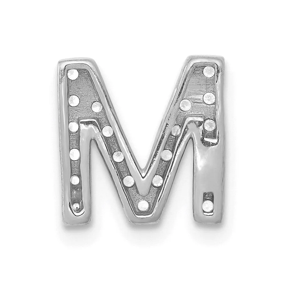 14k White Gold Diamond Initial M Charm