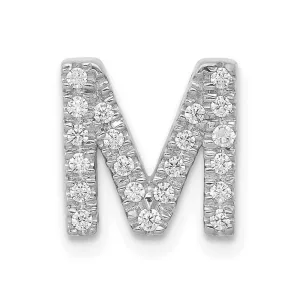 14k White Gold Diamond Initial M Charm