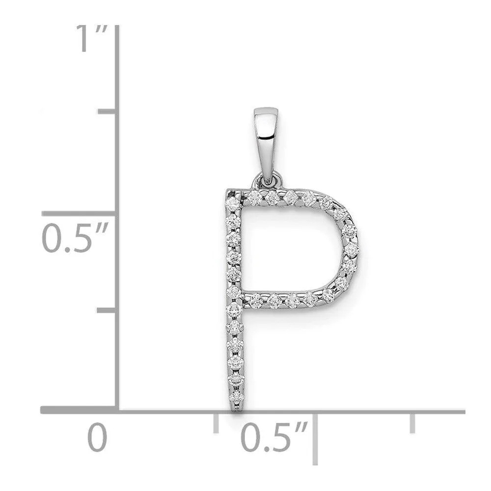 14k White Gold Diamond Initial P Pendant