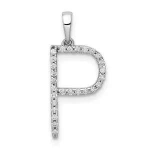 14k White Gold Diamond Initial P Pendant