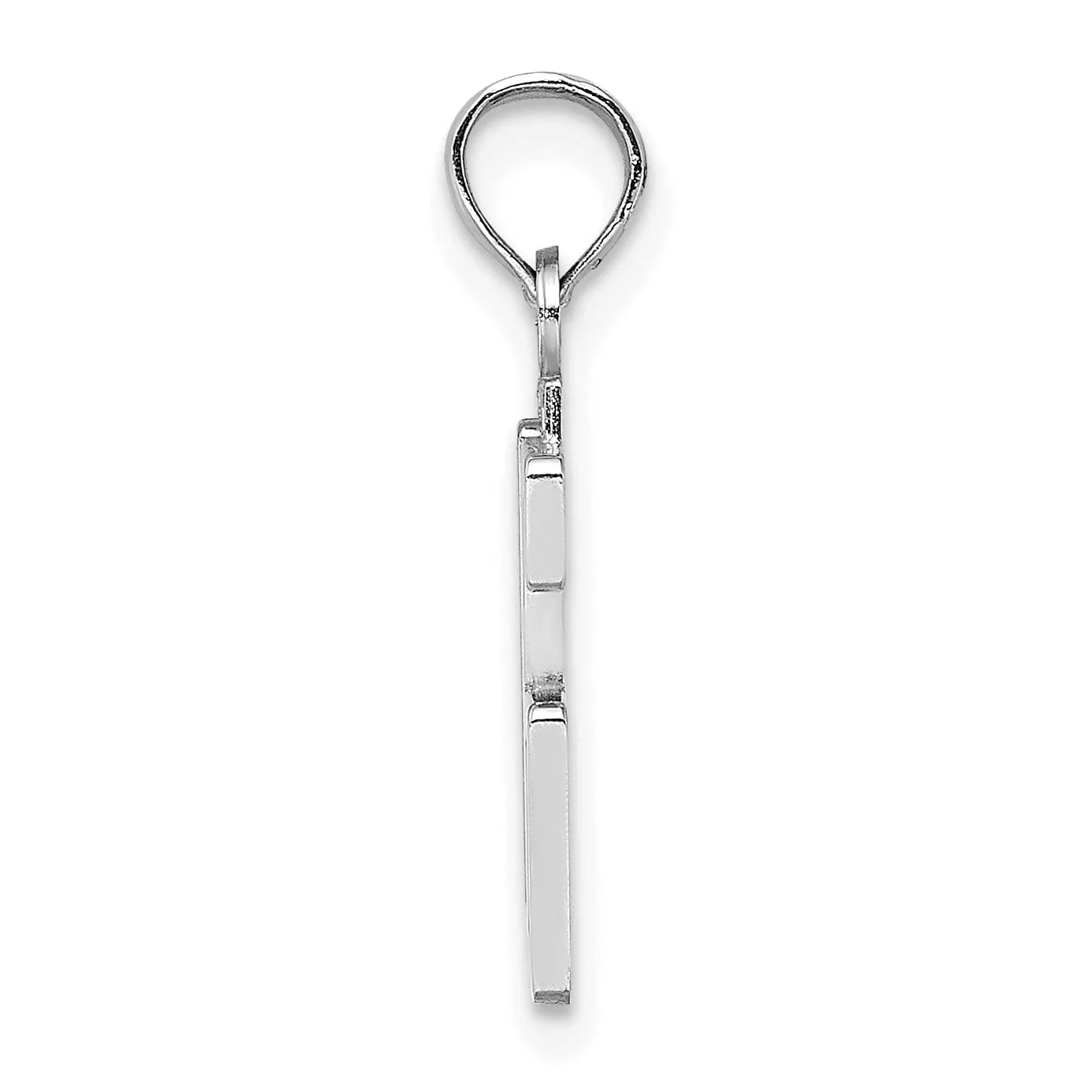 14K White Gold Polished Finished Block Script Design Number 16 Charm Pendant