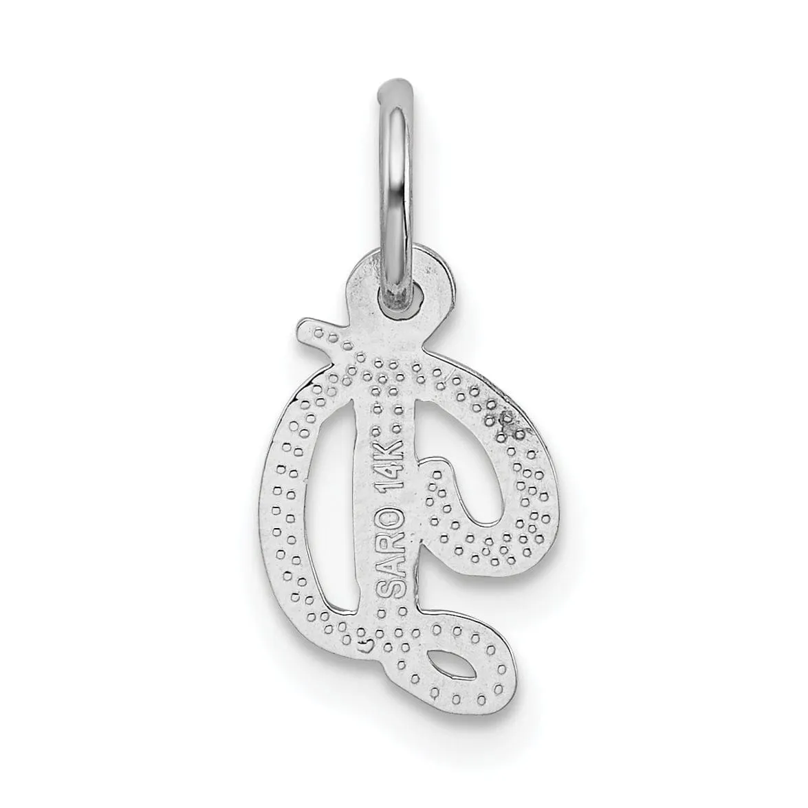 14K White Gold Small Size Casted Script Design Letter D Initial Charm Pendant