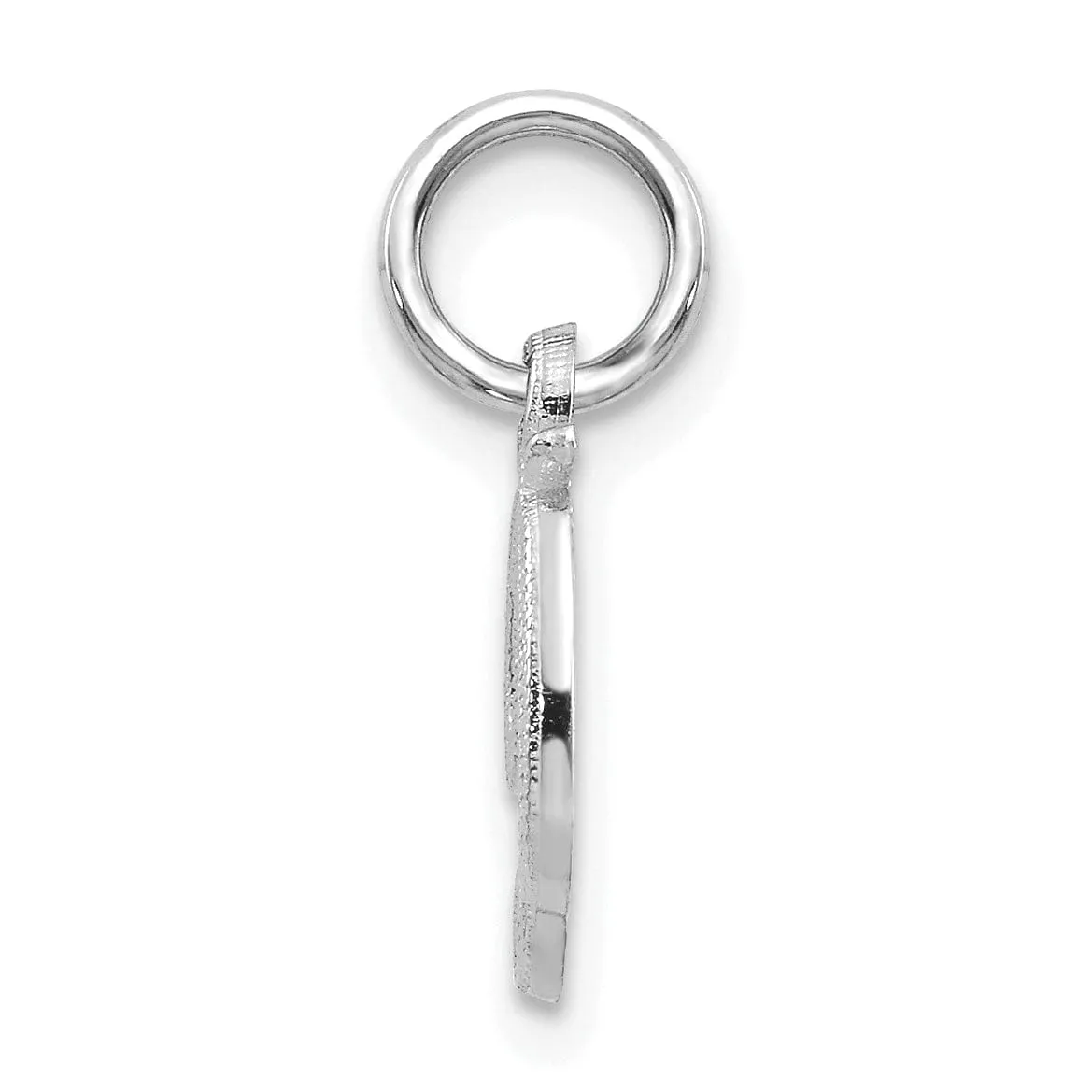 14K White Gold Small Size Casted Script Design Letter D Initial Charm Pendant