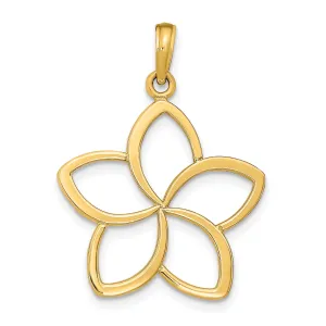 14k Yellow Gold Casted Solid Polished Finish Flat Back Cut Out Flower Charm Pendant