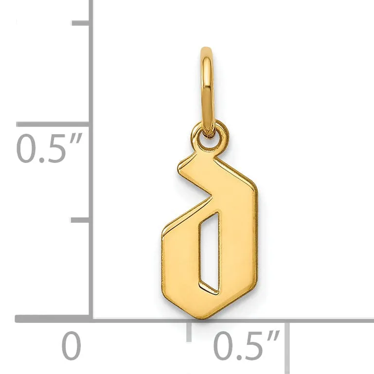 14K Yellow Gold Lower Case Letter D Initial Charm Pendant