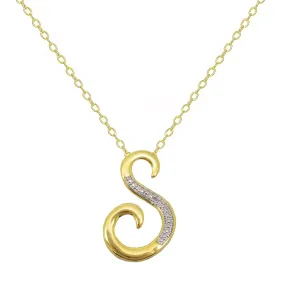 14K Yellow Gold Plated Diamond Accent Initial Pendant-S