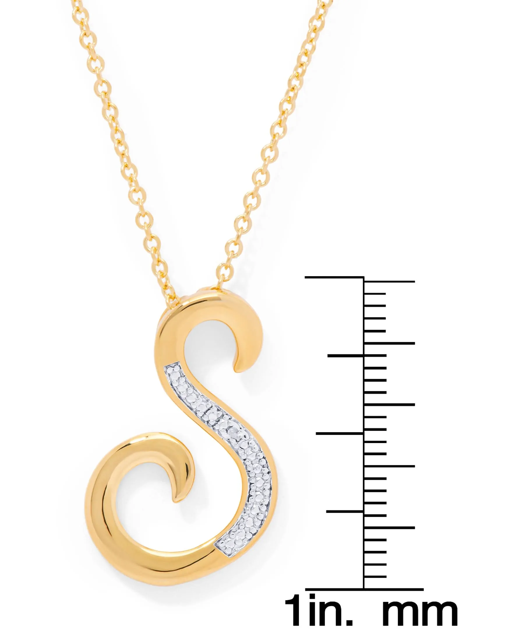 14K Yellow Gold Plated Diamond Accent Initial Pendant-S