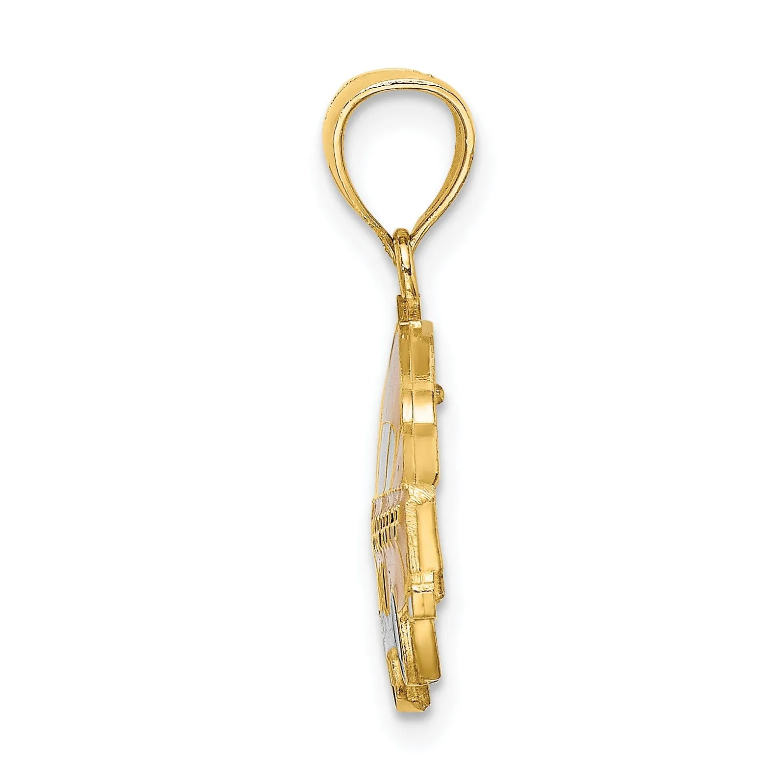 14K Yellow Gold Polished Black, Yellow Enamel Finish New York Taxi Design Charm Pendant