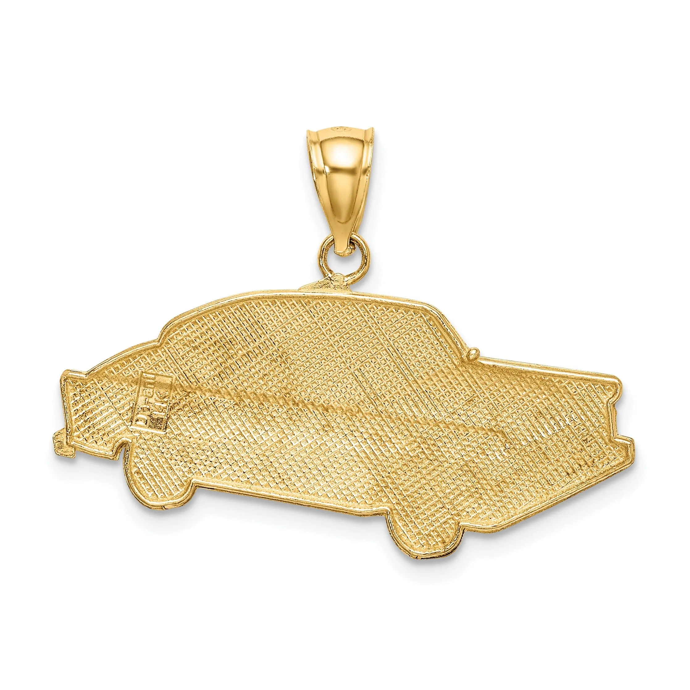 14K Yellow Gold Polished Black, Yellow Enamel Finish New York Taxi Design Charm Pendant