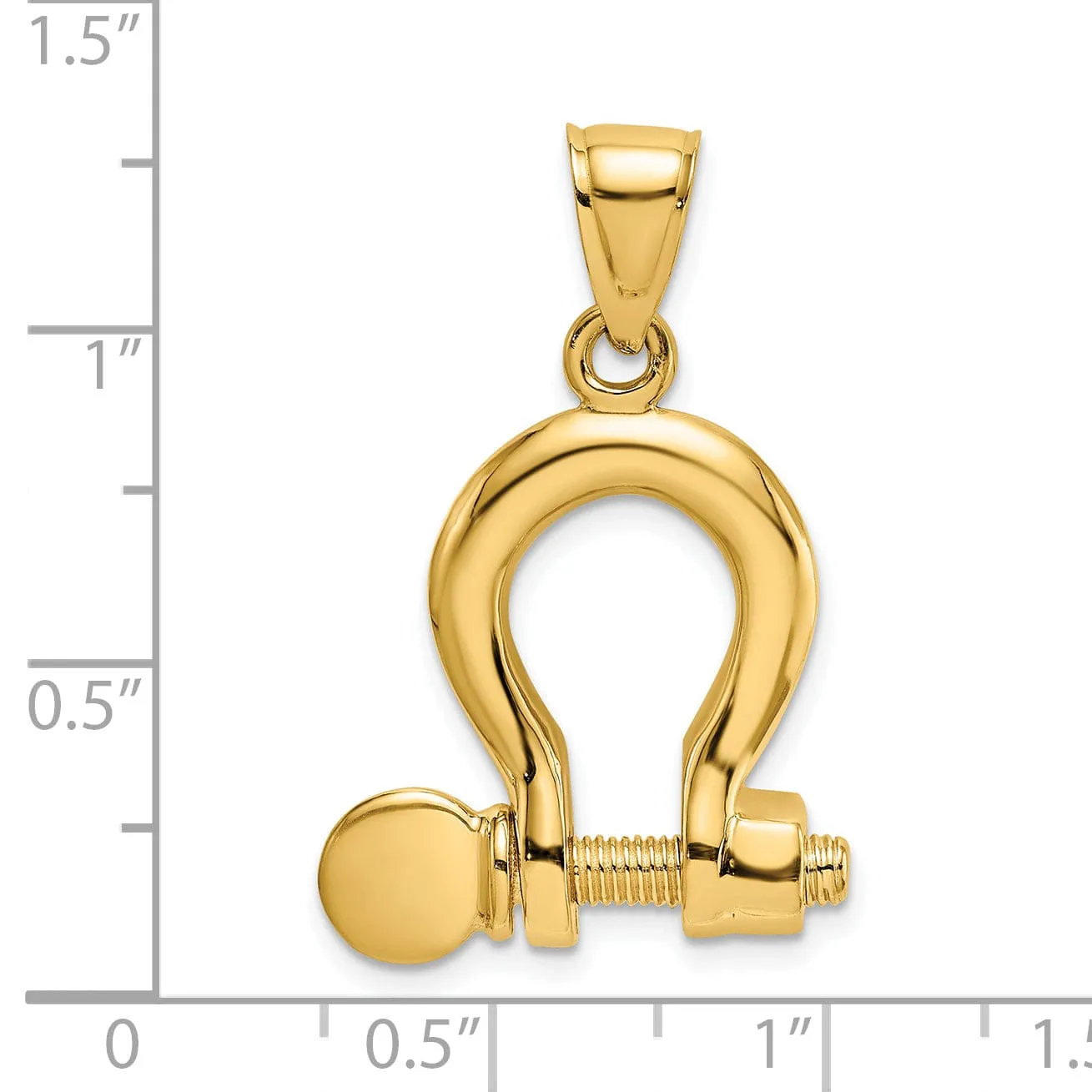 14K Yellow Gold Polished Finish 3-D Large Moveable Ship Shackle Charm