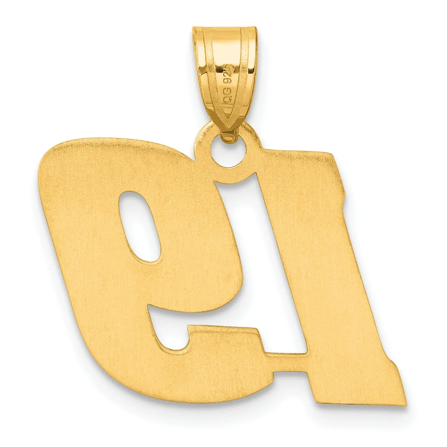 14k Yellow Gold Polished Finish Block Script Design Number 19 Charm Pendant