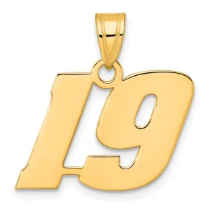 14k Yellow Gold Polished Finish Block Script Design Number 19 Charm Pendant