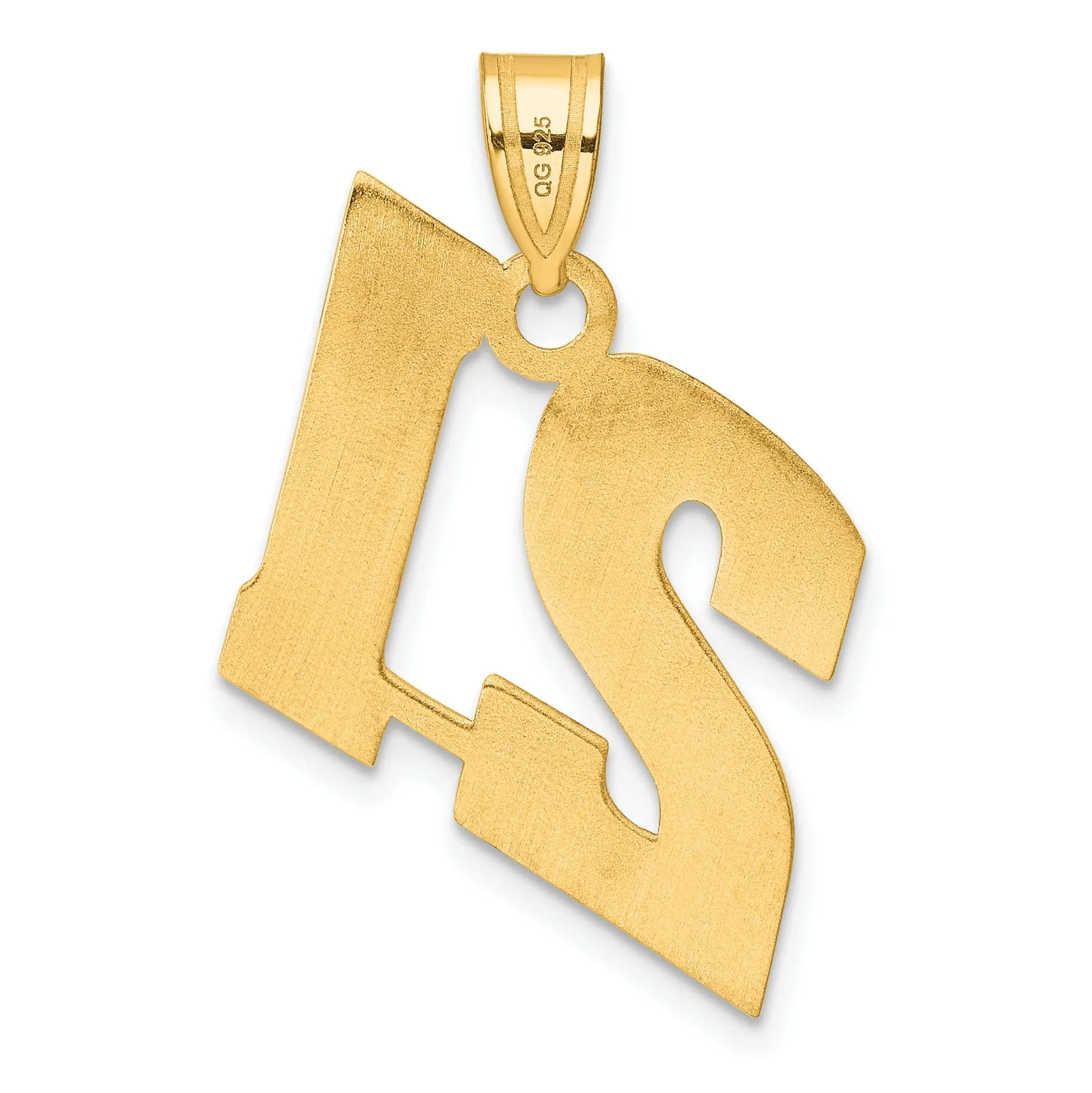 14k Yellow Gold Polished Finish Block Script Design Number 21 Charm Pendant