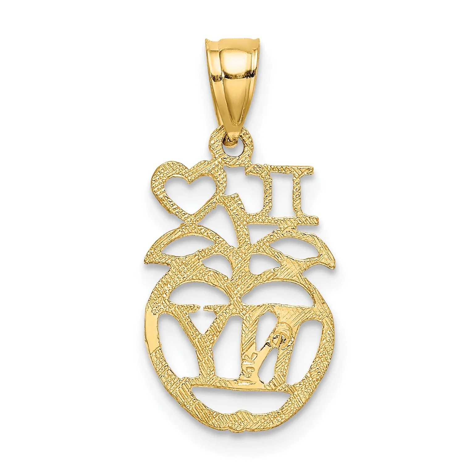 14K Yellow Gold Polished Finish I HEART NY Apple Design Pendant