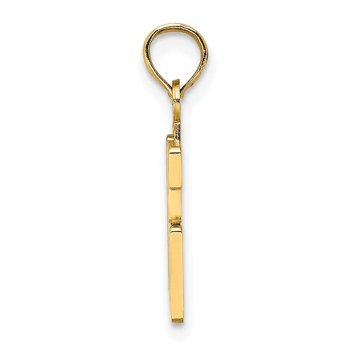 14K Yellow Gold Polished Finished Block Script Design Number 16 Charm Pendant