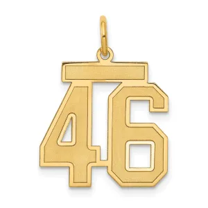 14k Yellow Gold Satin Brush Finish Medium Size Number 46 Charm Pendant