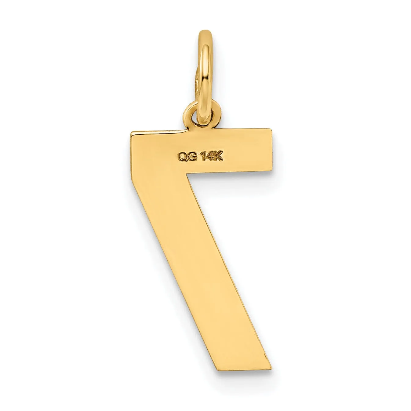 14k Yellow Gold Satin Brush Finish Medium Size Number 7 Charm Pendant