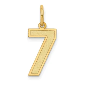 14k Yellow Gold Satin Brush Finish Medium Size Number 7 Charm Pendant