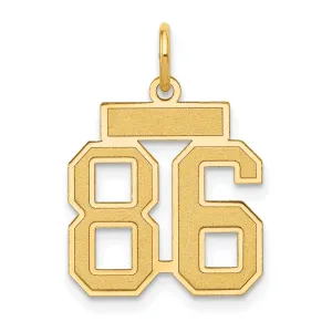 14k Yellow Gold Satin Brush Finish Small Size Number 86 Charm Pendant
