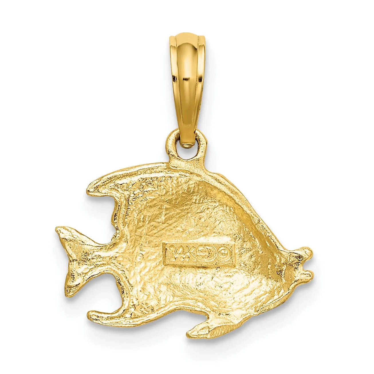 14K Yellow Gold Textured Polished Finish Fish Solid Design Charm Pendant