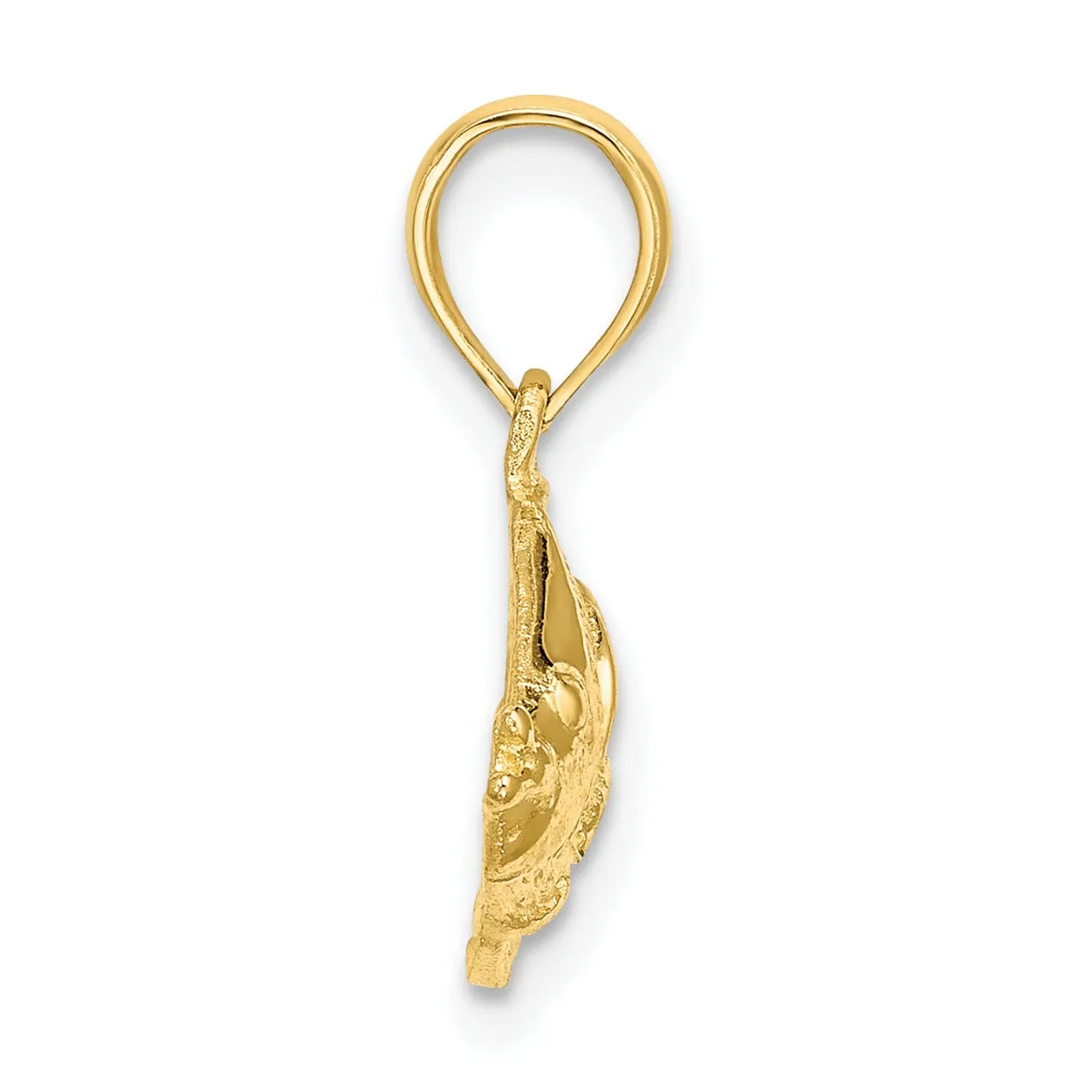 14K Yellow Gold Textured Polished Finish Fish Solid Design Charm Pendant