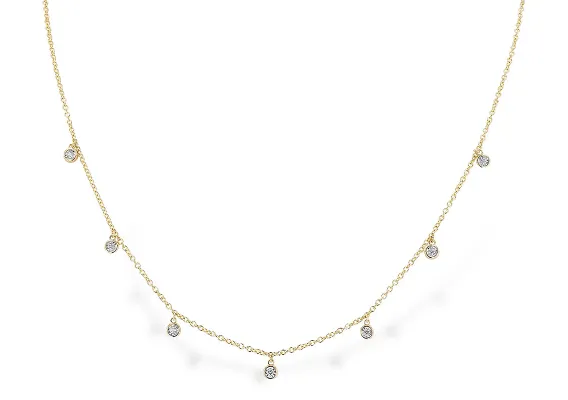 14KY Multi Drop Diamond Necklace (18 inches)