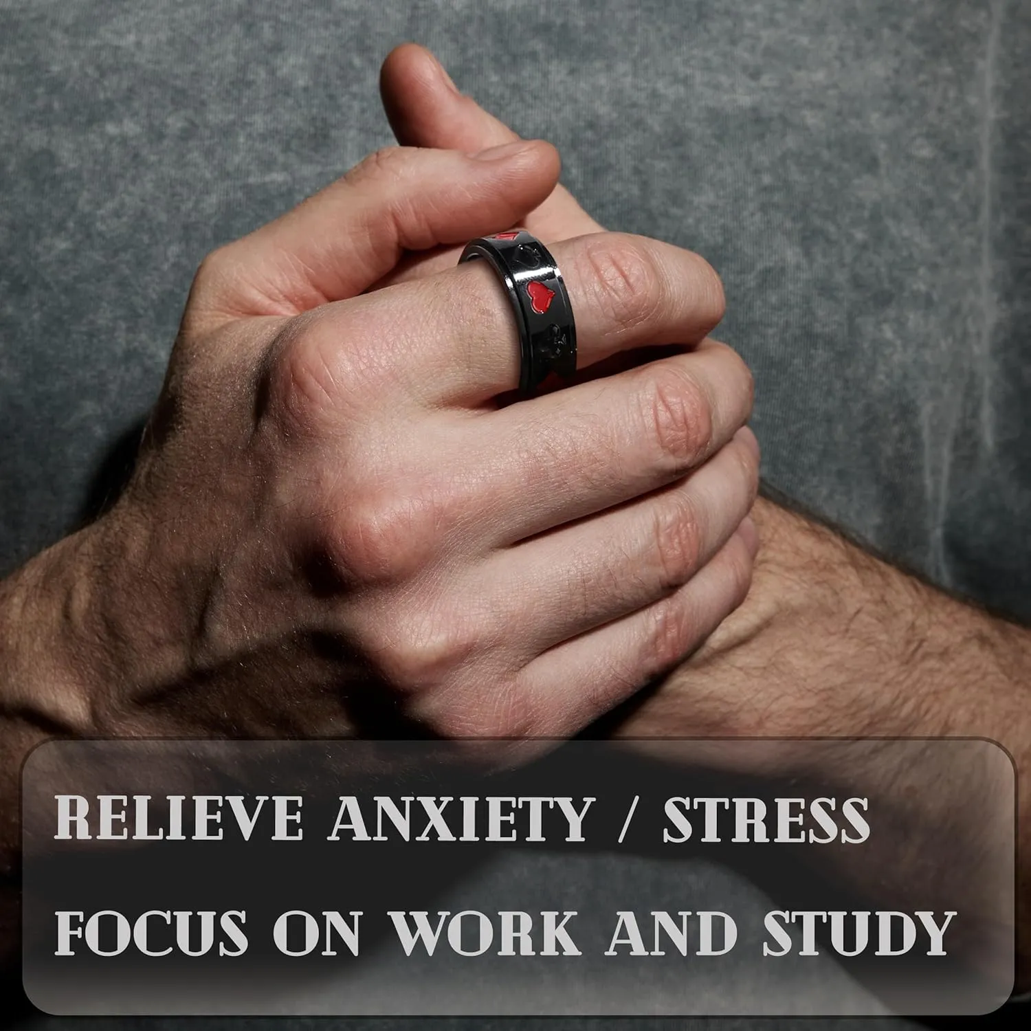 16Pcs Stainless Steel Band Rings for Men Women Stress Anxiety Relief Fidget Rings Black Cool Chain Spinner Rings Set for Wedding Promise Mens Rings Pack