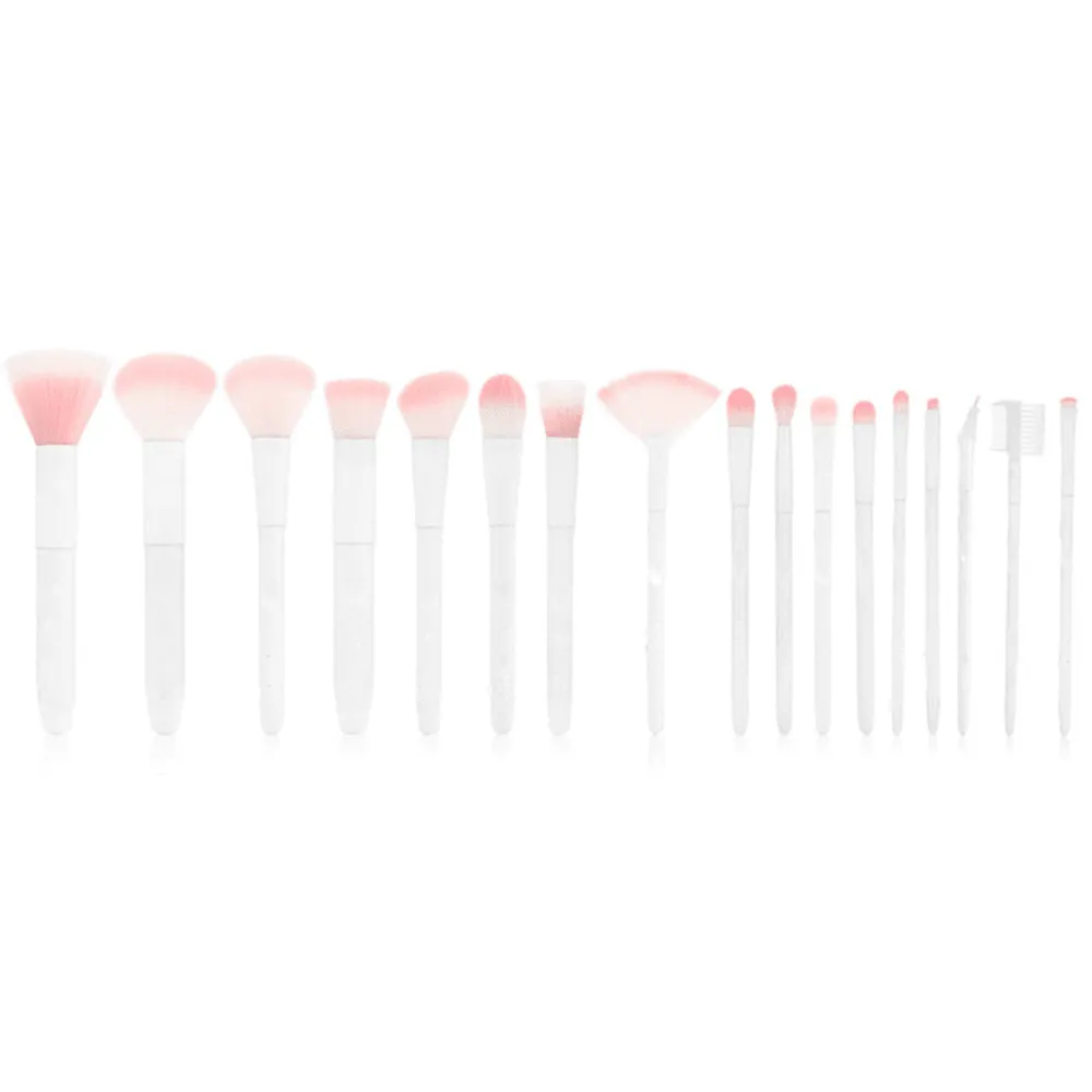 17 Piece Matte White & Pink Brush Set