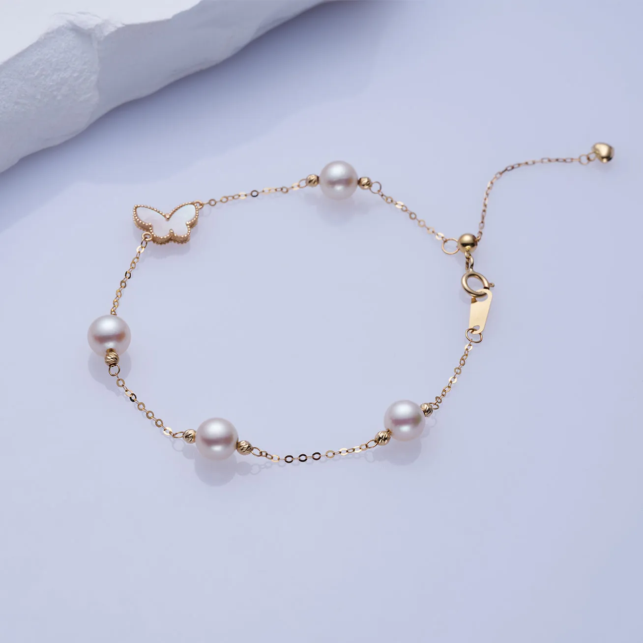 18K Solid Gold Akoya Pearl Bracelet KB00038
