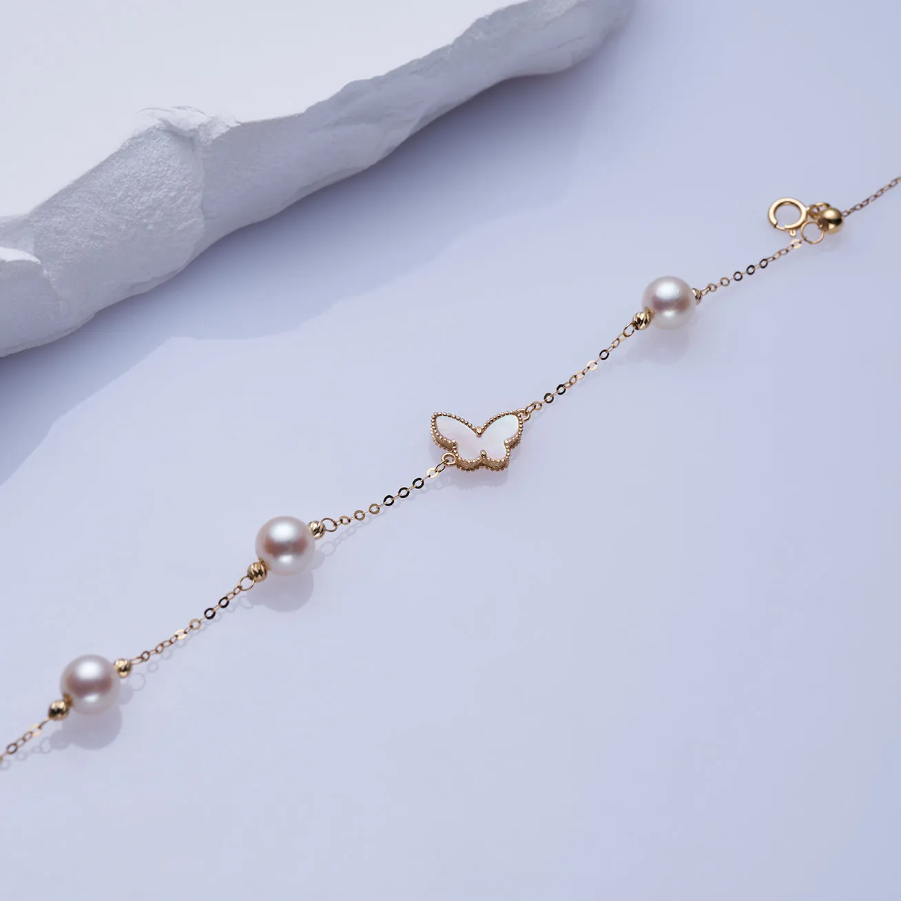 18K Solid Gold Akoya Pearl Bracelet KB00038