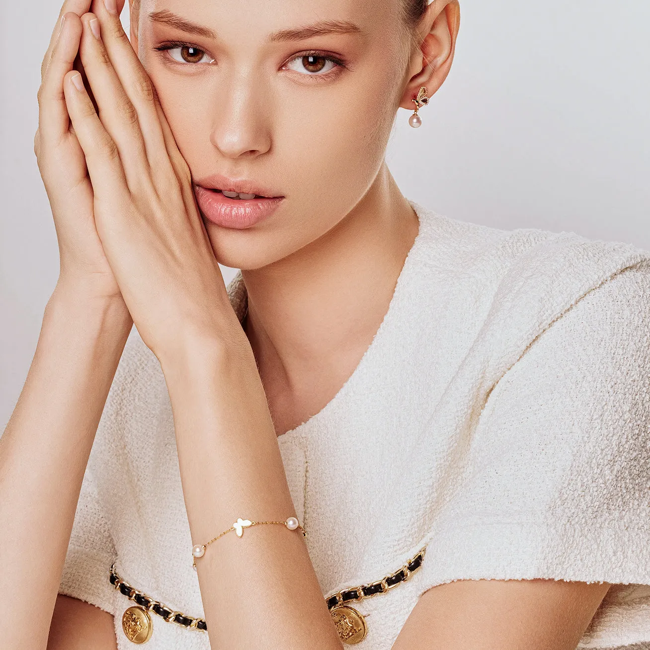 18K Solid Gold Akoya Pearl Bracelet KB00038