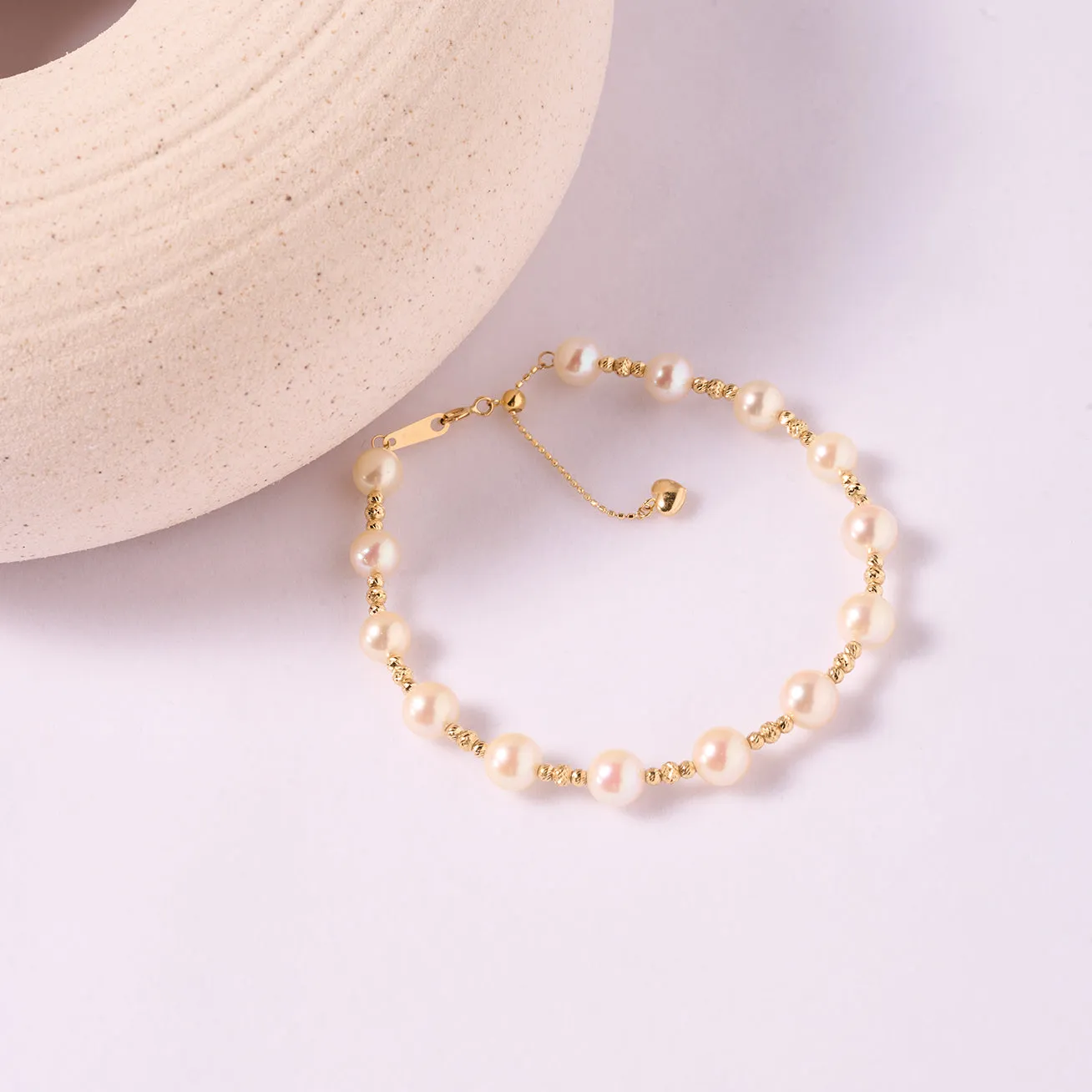 18K Solid Gold Akoya Pearl Bracelet KB00045